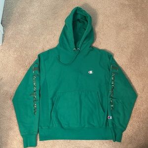 Women's Champion Reverse Weave Green Hoodie Sweatshirt Medium